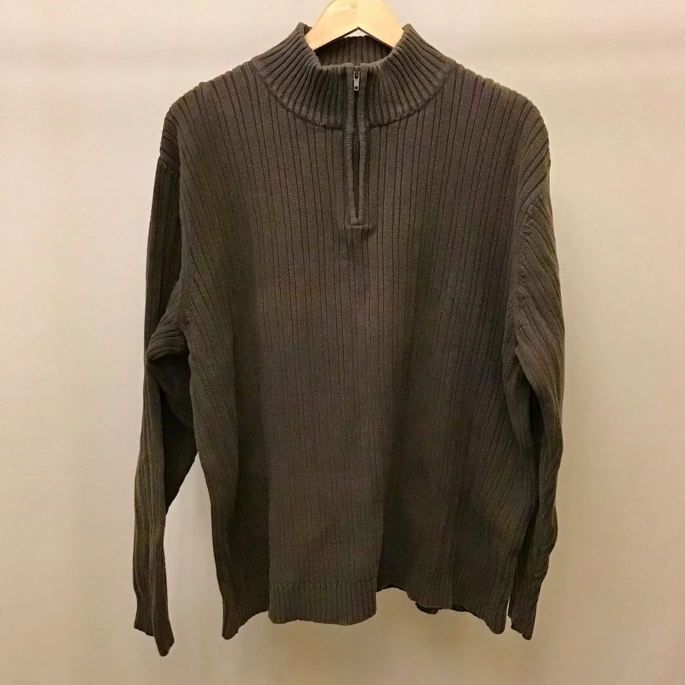Wilke-Rodriguez XXL 100% Cotton Sweater Olive Army Green Color Pullover Zip